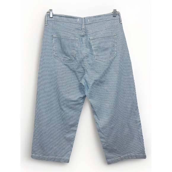 Flying Monkey Wide Leg Cropped Jeans 31 Gaucho Jeans Blue White Stripe Capri - Picture 2 of 8